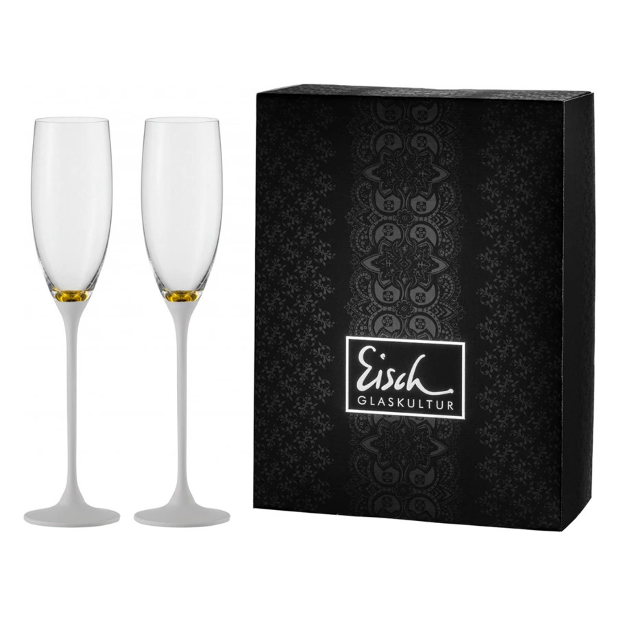 Набор бокалов для шампанского Eisch Champagner Exclusive 210 мл, 2 шт, бело-золотой декор, стекло, р
