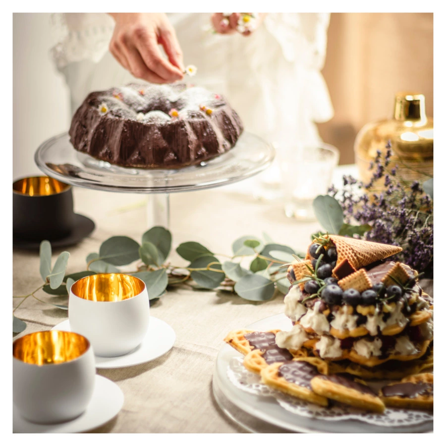 Чашка кофейная с блюдцем Eisch CAPPUCCINO Cosmo 300 мл, бело-золотой, стекло, декор, ручная работа,