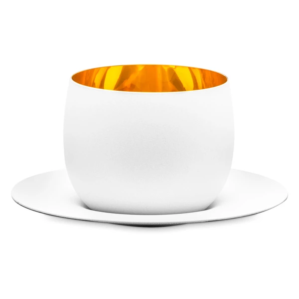 Чашка кофейная с блюдцем Eisch CAPPUCCINO Cosmo 300 мл, бело-золотой, стекло, декор, ручная работа,