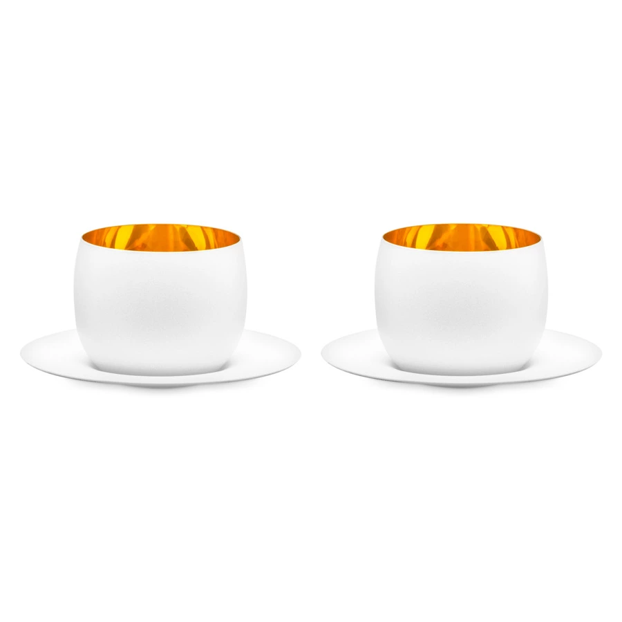 Чашка кофейная с блюдцем Eisch CAPPUCCINO Cosmo 300 мл, бело-золотой, стекло, декор, ручная работа,