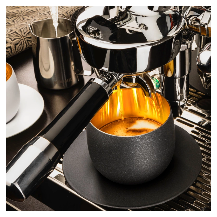 Чашка кофейная с блюдцем Eisch CAPPUCCINO Cosmo 300 мл, бело-золотой, стекло, декор, ручная работа,