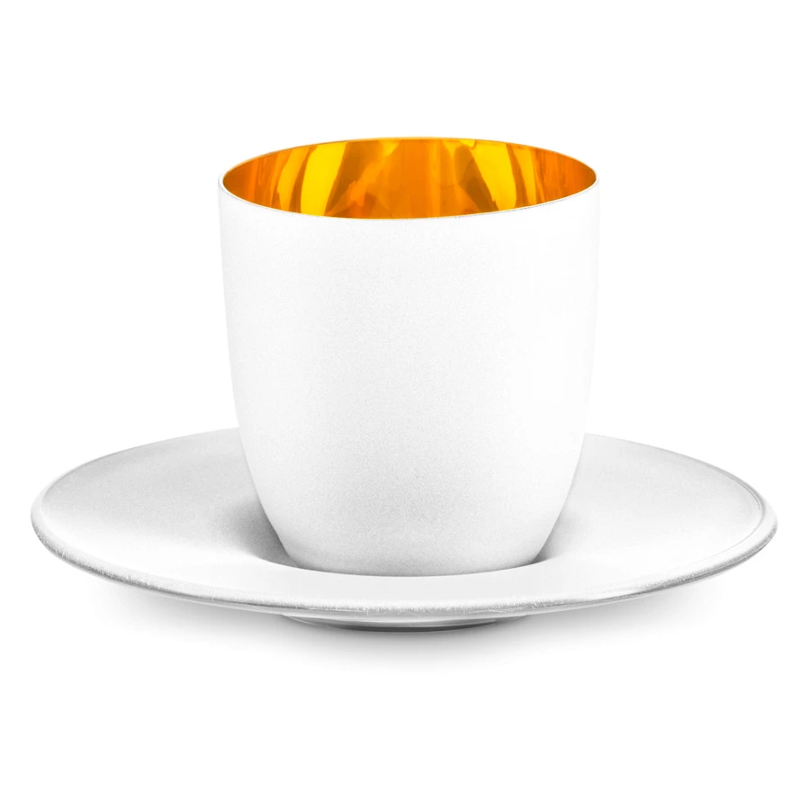 Чашка кофейная с блюдцем Eisch ESPRESSO Cosmo 100 мл, бело-золотой декор, стекло, п/к