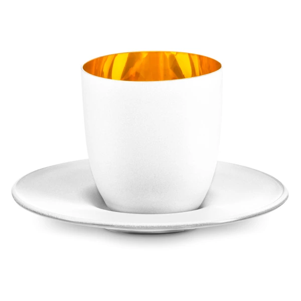 Чашка кофейная с блюдцем Eisch ESPRESSO Cosmo 100 мл, бело-золотой декор, стекло, п/к
