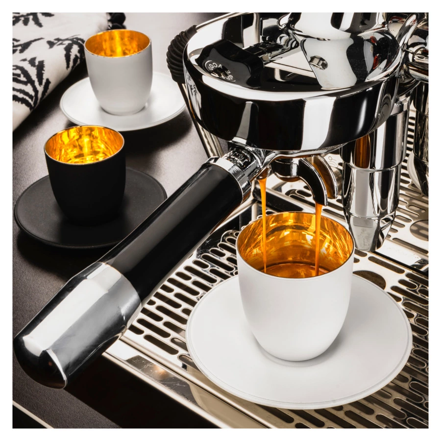 Чашка кофейная с блюдцем Eisch ESPRESSO Cosmo 100 мл, бело-золотой декор, стекло, п/к