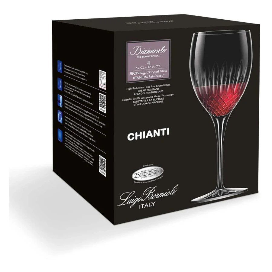 Набор бокалов для красных вин Luigi Bormioli Diamante CHIANTI 520 мл, 4 шт, стекло