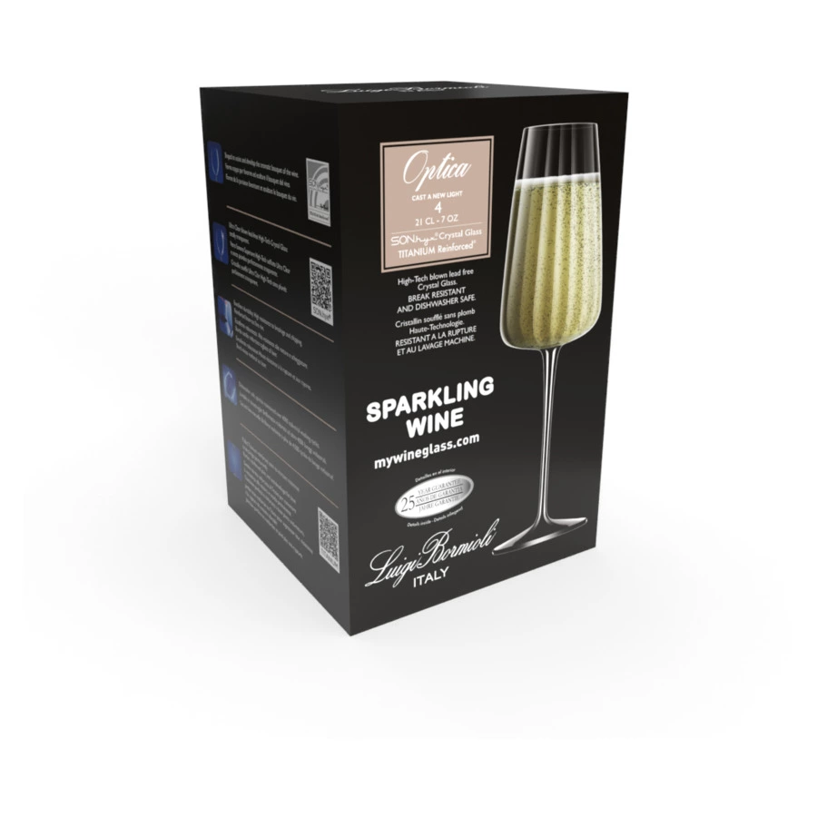 Набор бокалов для игристых вин Luigi Bormioli Optica PROSECCO FLUTE 210 мл, 4 шт, стекло